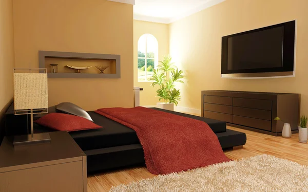 stock image Interior of modern bedroom