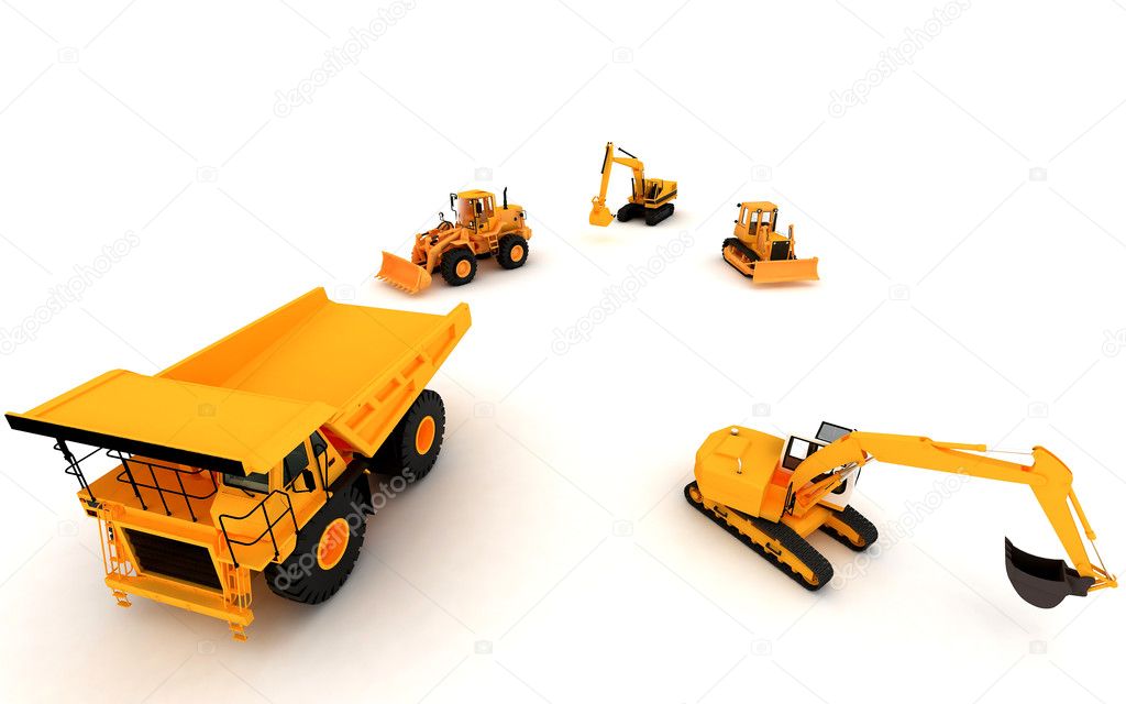 Yellow Loader and Dump