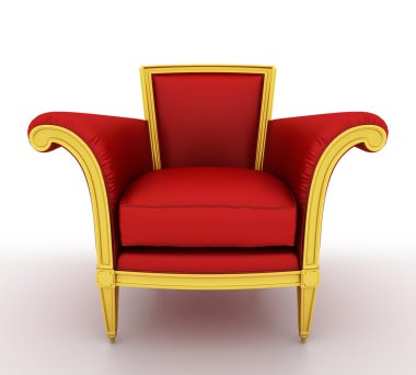 beyaz izole klasik parlak kırmızı koltuk