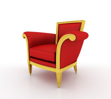 beyaz izole klasik parlak kırmızı koltuk