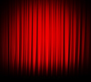 Red theater curtain isolated on white clipart