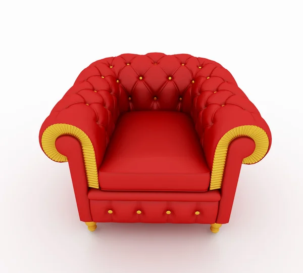 Klassischer hochglanzroter Sessel, isoliert auf einem weißen — Stockfoto