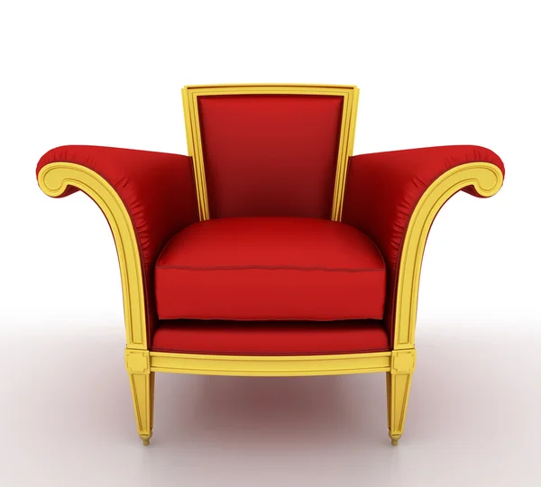 Classic glossy red armchair, isolated on a white — Stock Photo, Image