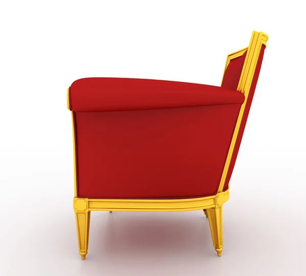 Classic glossy red armchair, isolated on a white — Stock Photo, Image