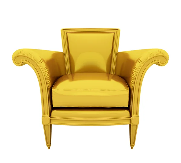 Retro luxo cadeira de ouro isolado no backgroun branco — Fotografia de Stock