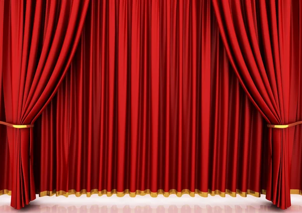 Röd theater gardin isolerad på vit — Stockfoto