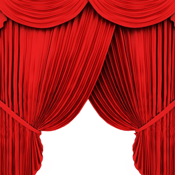 Roter Theatervorhang isoliert auf Weiß — Stockfoto