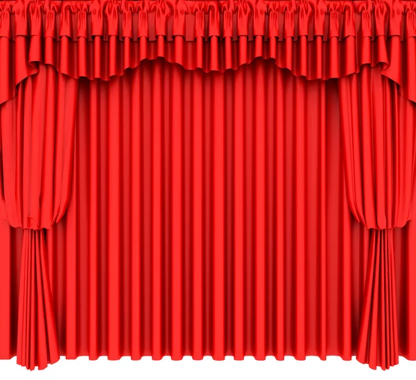 Červená divadelní opona a izolované na bílém — Stock fotografie