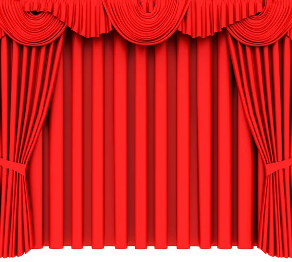 Красный театр занавес изолирован на белом — стоковое фото