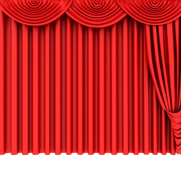 Red theater curtain isolated on white — Stock Photo, Image