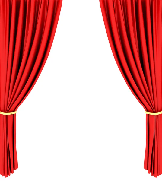 Červená divadelní opona a izolované na bílém — Stock fotografie