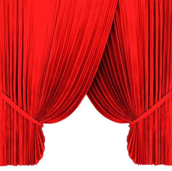 Rideau de théâtre rouge isolé sur blanc — Photo