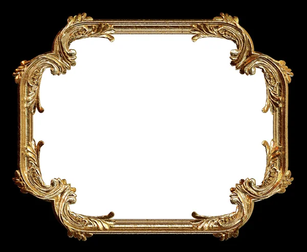Goldener Rahmen auf schwarzem Hintergrund und weißer Platz für Ihr Bild — Stockfoto