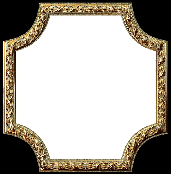 Goldener Rahmen auf schwarzem Hintergrund und weißer Platz für Ihr Bild — Stockfoto