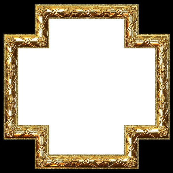 Quadro dourado no fundo preto e lugar branco para sua imagem — Fotografia de Stock