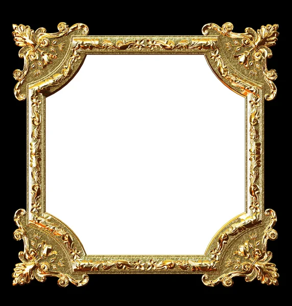 Golden frame on black background and white place for your picture — Stock Photo, Image