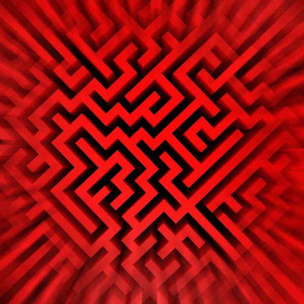3D Render ilustração de labirinto vermelho simples — Fotografia de Stock