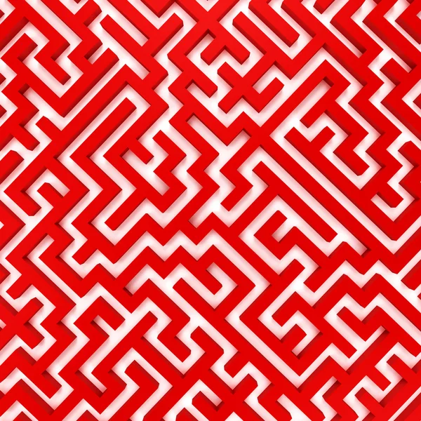 3D render illustration av enkel röd labyrint — Stockfoto
