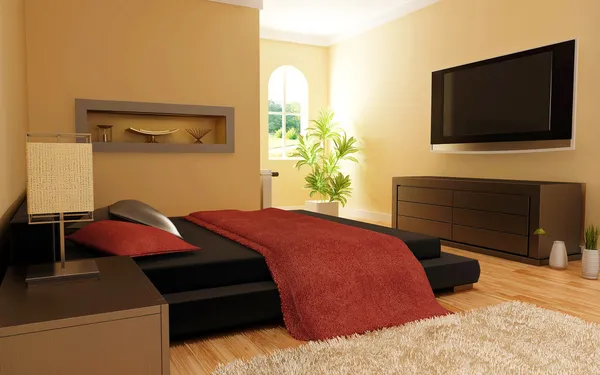 stock image Interior of modern bedroom