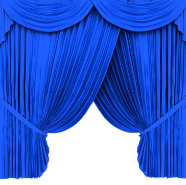beyaz izole mavi tiyatro perdesi