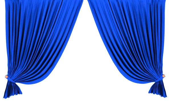 Modré divadelní opona a izolované na bílém — Stock fotografie
