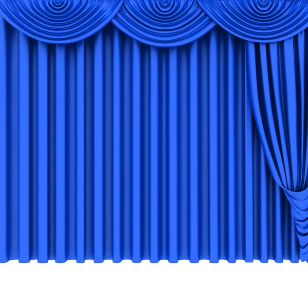 Beyaz izole mavi tiyatro perdesi — Stok fotoğraf