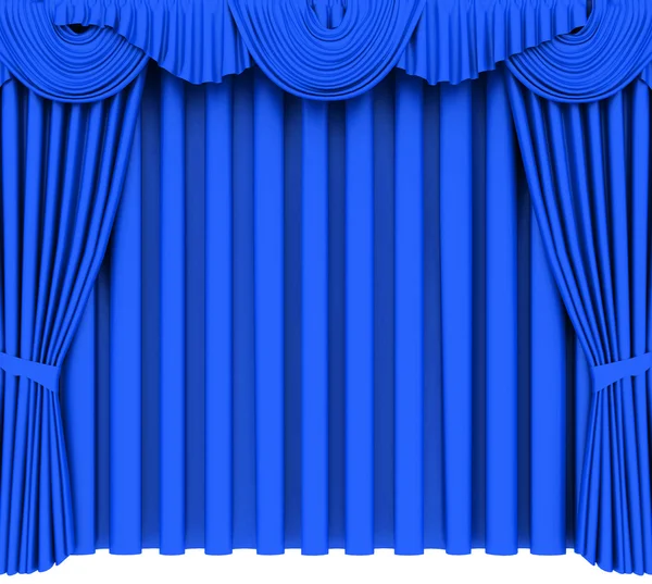 Синий театральный занавес изолирован от белого — стоковое фото