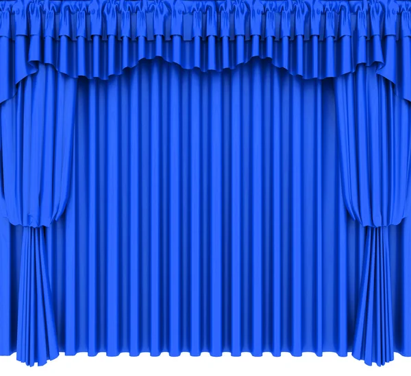 Θέατρο μπλε κουρτίνα που απομονώνονται σε λευκό — Φωτογραφία Αρχείου