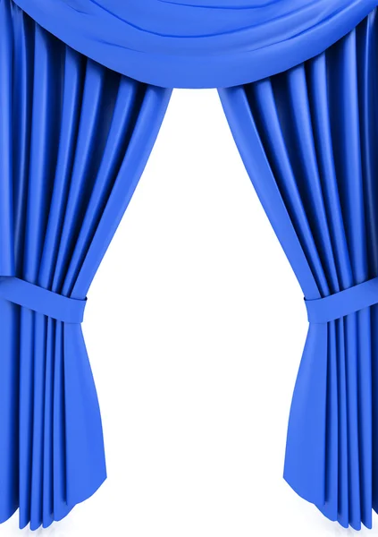 Синий театральный занавес изолирован от белого — стоковое фото