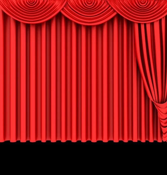 孤立在黑色红色剧院幕 — 图库照片