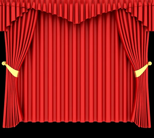 黒に分離された赤い劇場の幕 — ストック写真