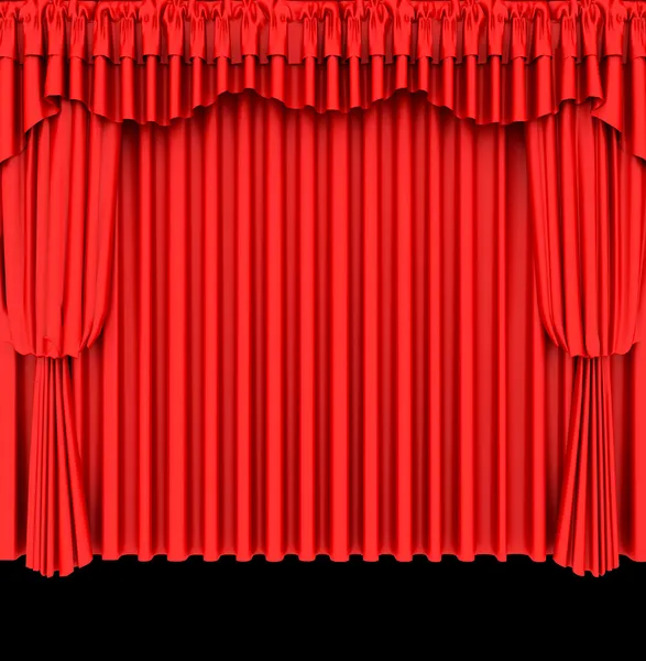 Tenda teatro rosso isolato su nero — Foto Stock