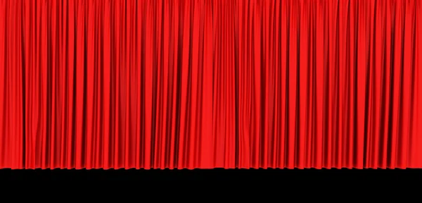 Rode theater Gordijn geïsoleerd op zwart — Stockfoto