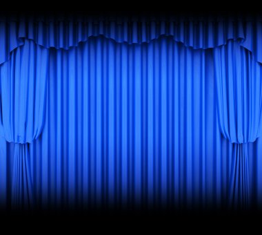 spot ışıklar mavi tiyatro perdesi