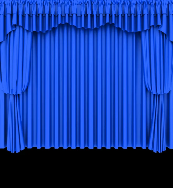 Blå theater gardin isolerad på vit — Stockfoto
