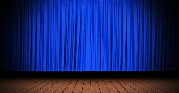 Spot ışıklar mavi tiyatro perdesi — Stok fotoğraf