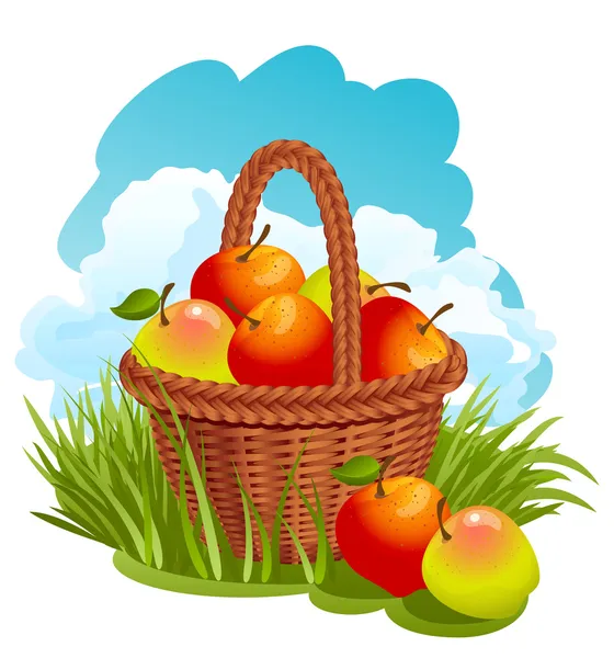 Basket with apples — Stock Vector