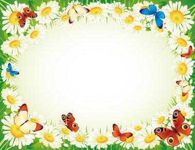 Butterfly and flowers clipart