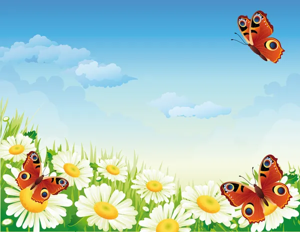 Kelebek ve çiçek — Stok Vektör