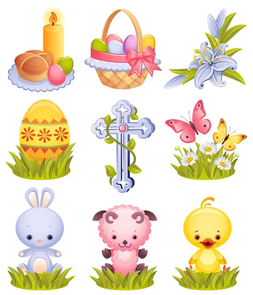 Iconos de Pascua — Vector de stock