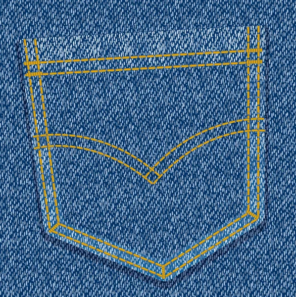 Fundo texturizado de azul-jeans com bolso — Vetor de Stock
