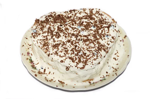 Hart cake met room en chocolade — Stockfoto
