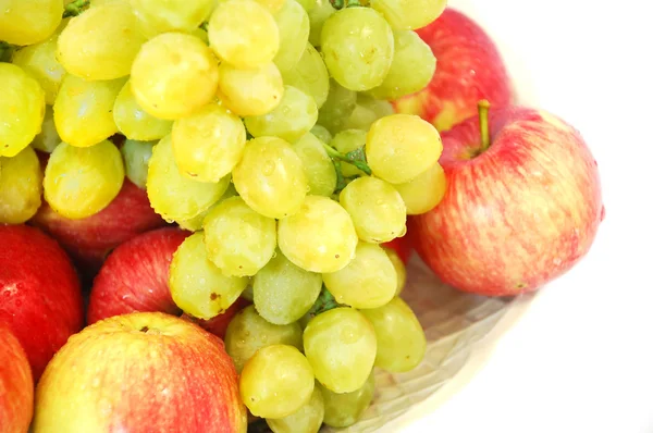 stock image Grapes and apples on white background