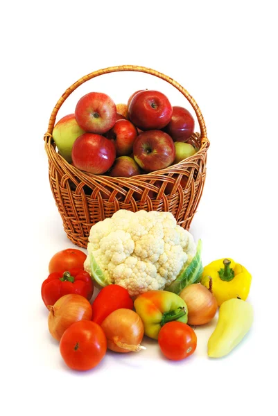 stock image Fresh red apples and vegetables