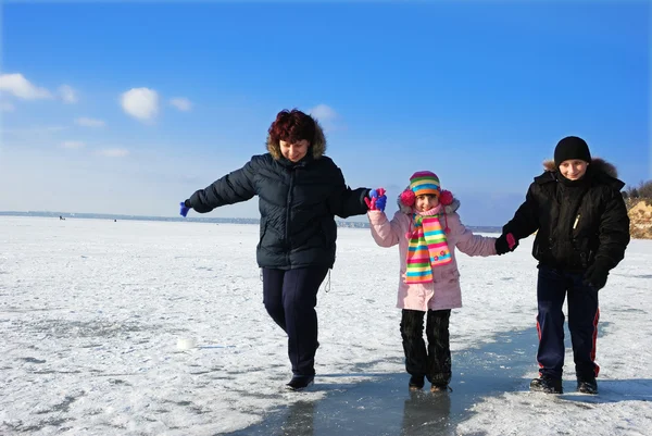 stock image Running happy family