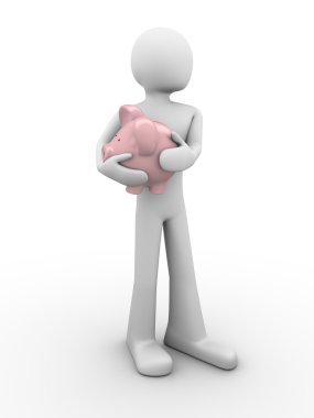 Man protects savings clipart