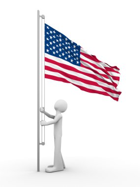 US flag-raising ceremony clipart