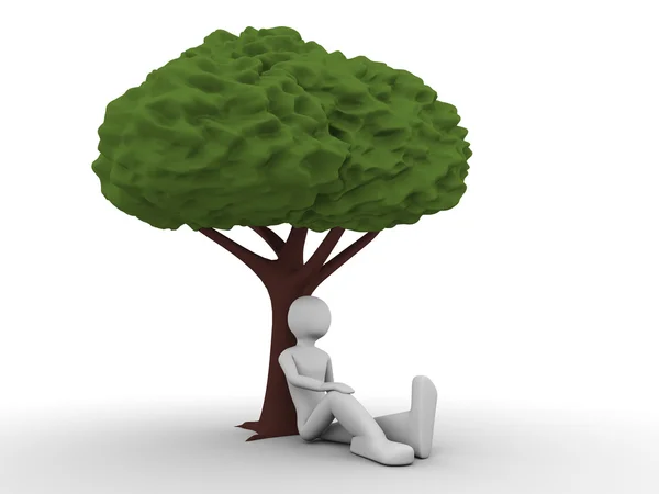 Écologie : homme assis sous l'arbre — Photo