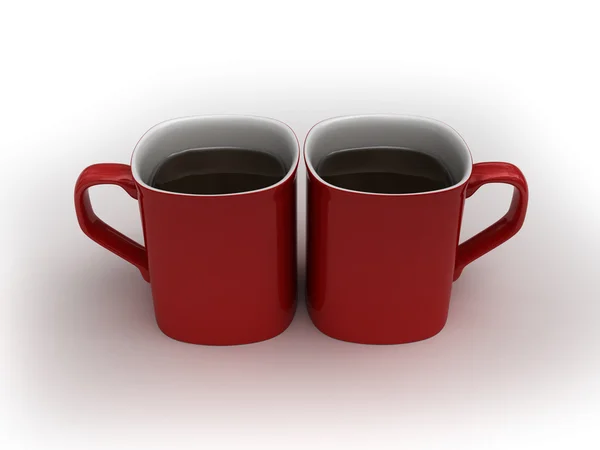 Kaffee-Liebe - zwei küssende Tassen lizenzfreie Stockbilder
