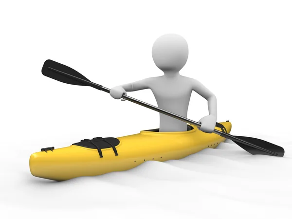 Каяки, рафтинг: человек в желтом каяке Стоковое Изображение